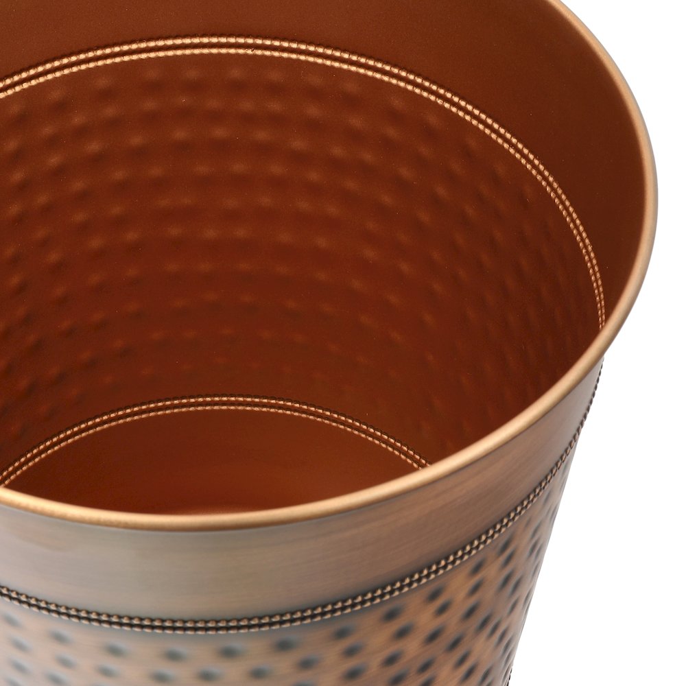 Riley Modern Classic Hammered Steel Accent 2-Gallon Wastebasket, Antique Copper. Picture 2