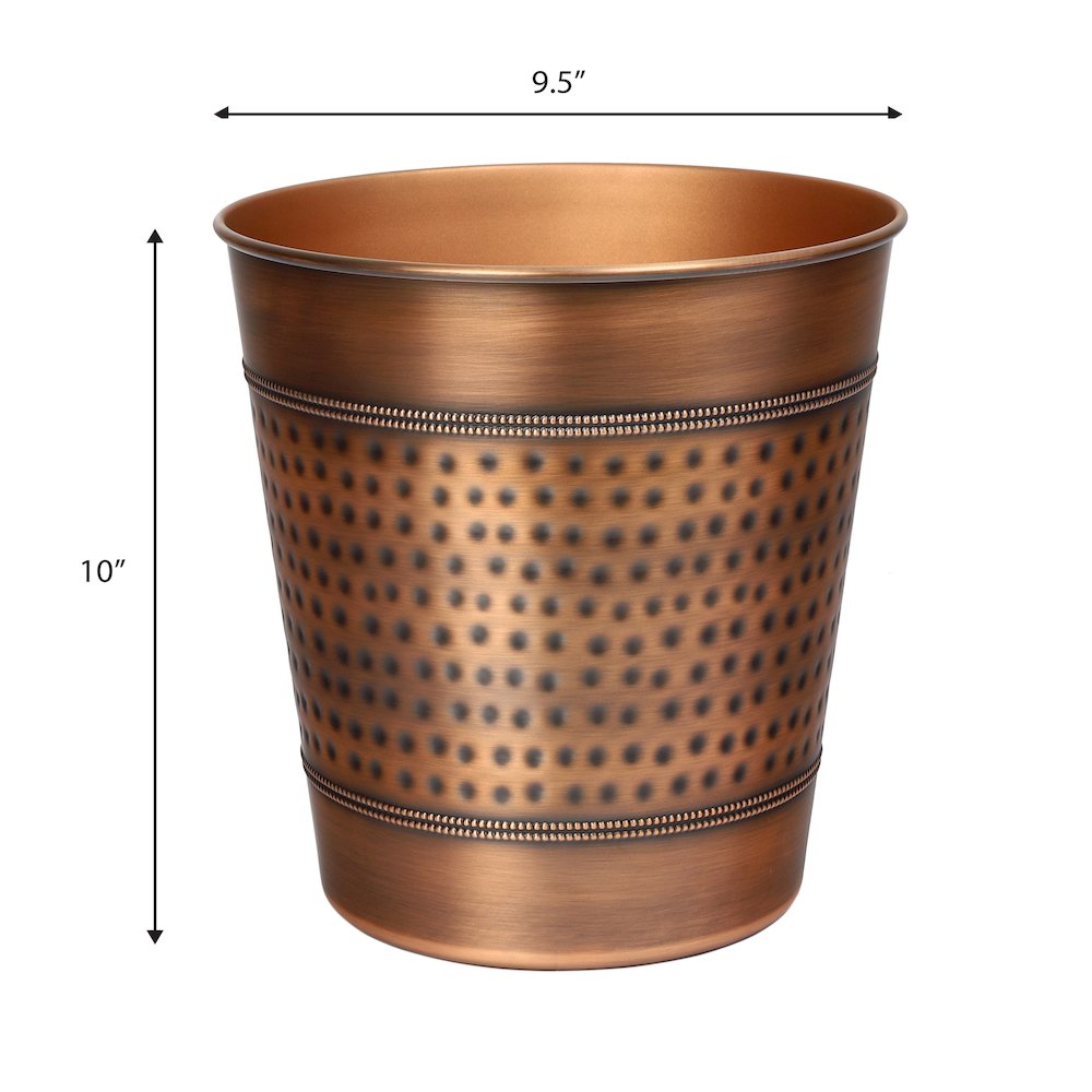 Riley Modern Classic Hammered Steel Accent 2-Gallon Wastebasket, Antique Copper. Picture 1