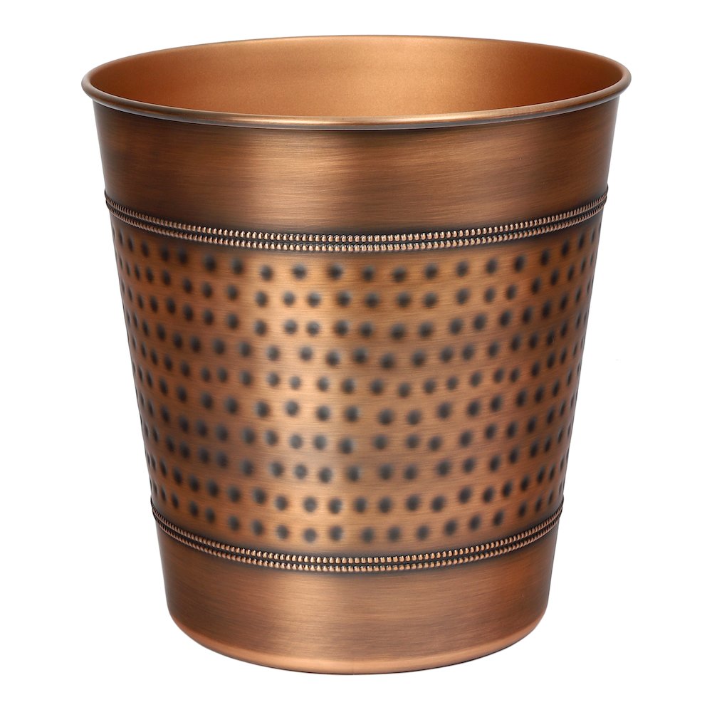 Riley Modern Classic Hammered Steel Accent 2-Gallon Wastebasket, Antique Copper. Picture 4