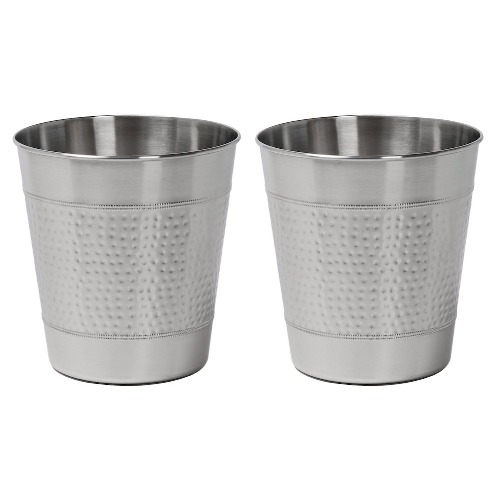Riley Classic Hammered Steel Accent 2 Gal Waste Bin, Brushed Steel (Set of 2). Picture 1