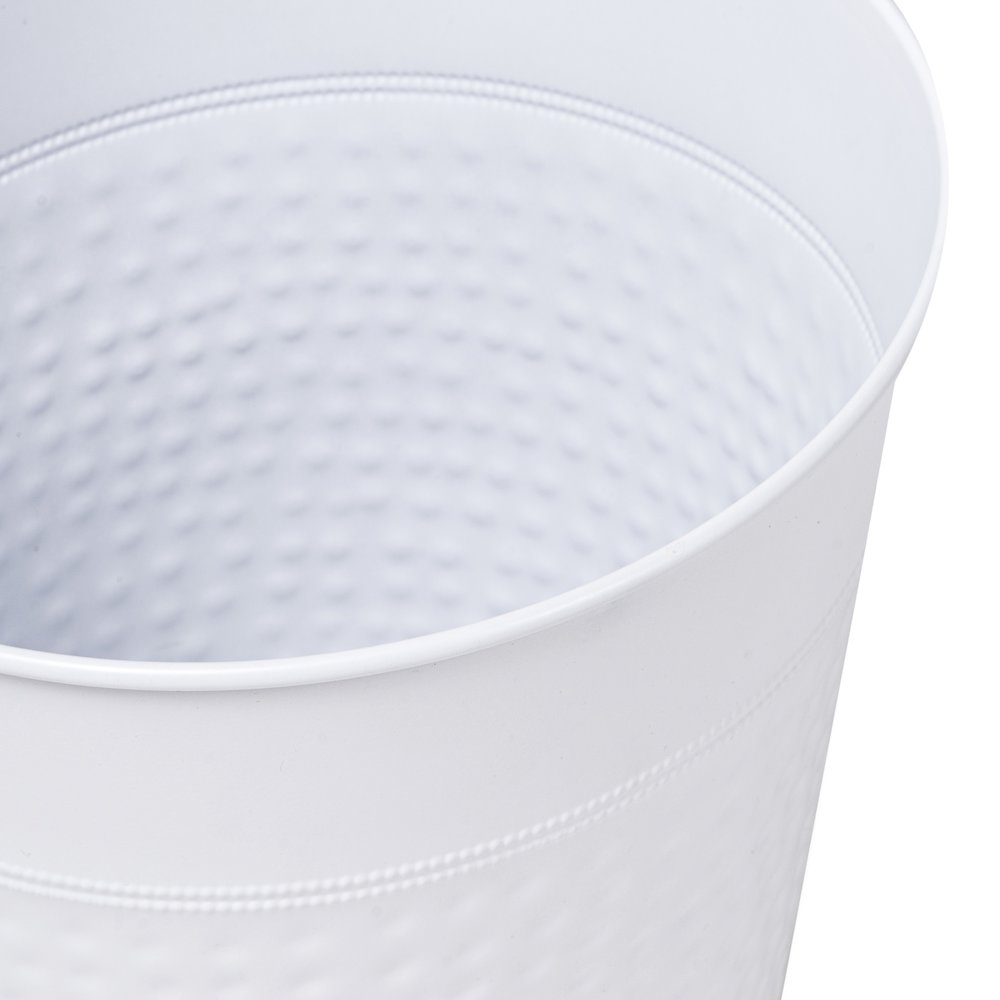 Riley Classic Hammered Steel Accent 2 Gal Waste Bin, Matte White (Set of 2). Picture 4