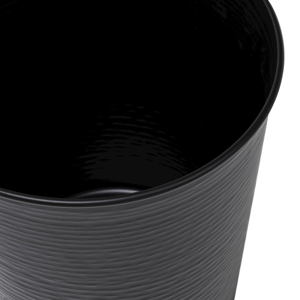 Remi Modern Classic Textured Steel 2-Gallon Wastebasket, Matte Black. Picture 4