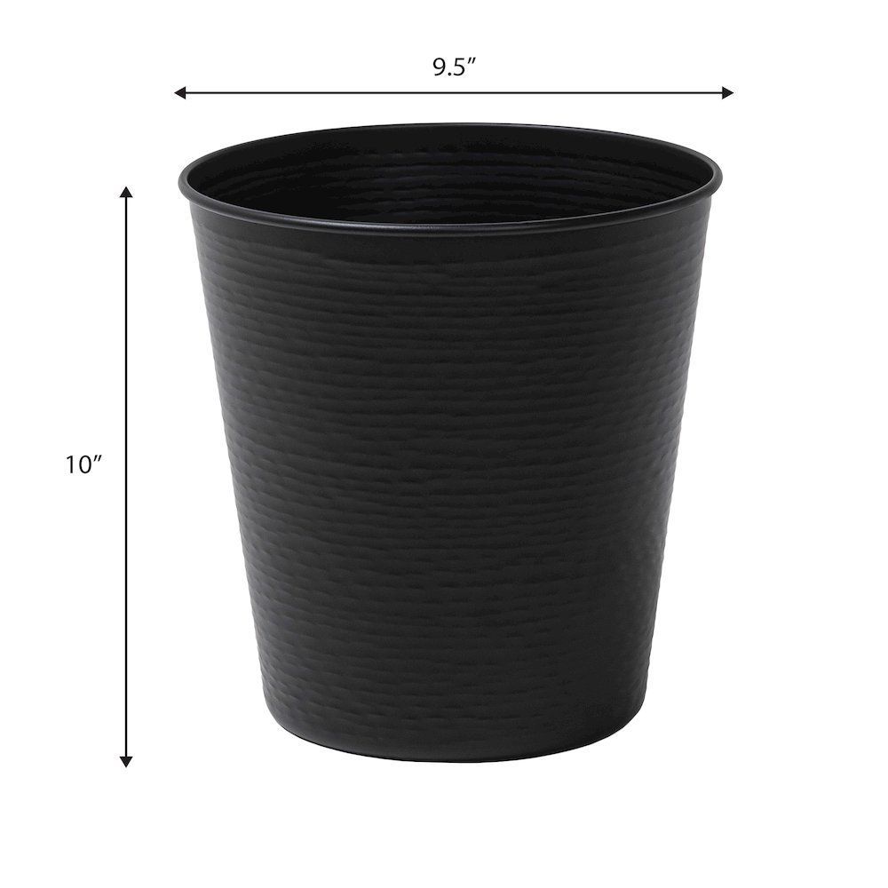 Remi Modern Classic Textured Steel 2-Gallon Wastebasket, Matte Black. Picture 3