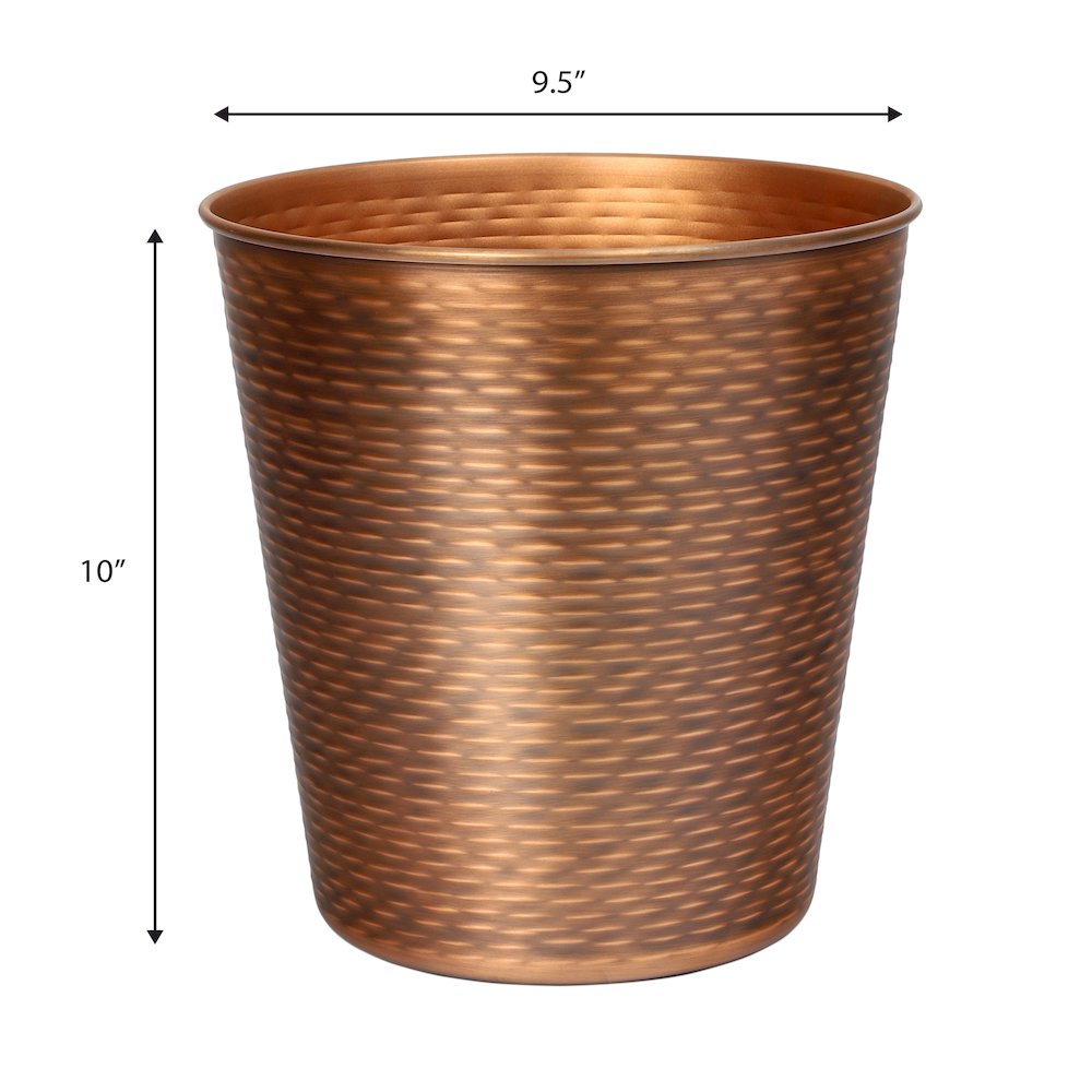 Remi Modern Classic Textured Steel 2 Gal Waste Bin, Antique Copper (Set of 2). Picture 3