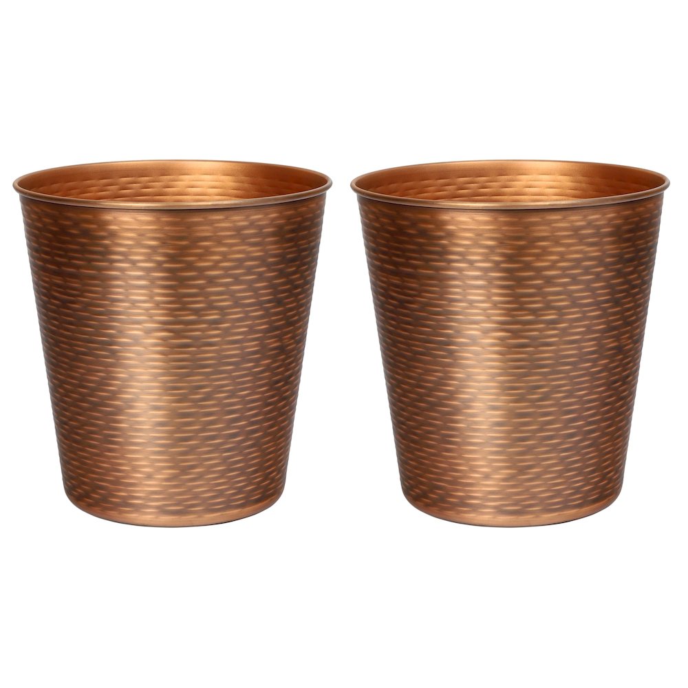 Remi Modern Classic Textured Steel 2 Gal Waste Bin, Antique Copper (Set of 2). Picture 1