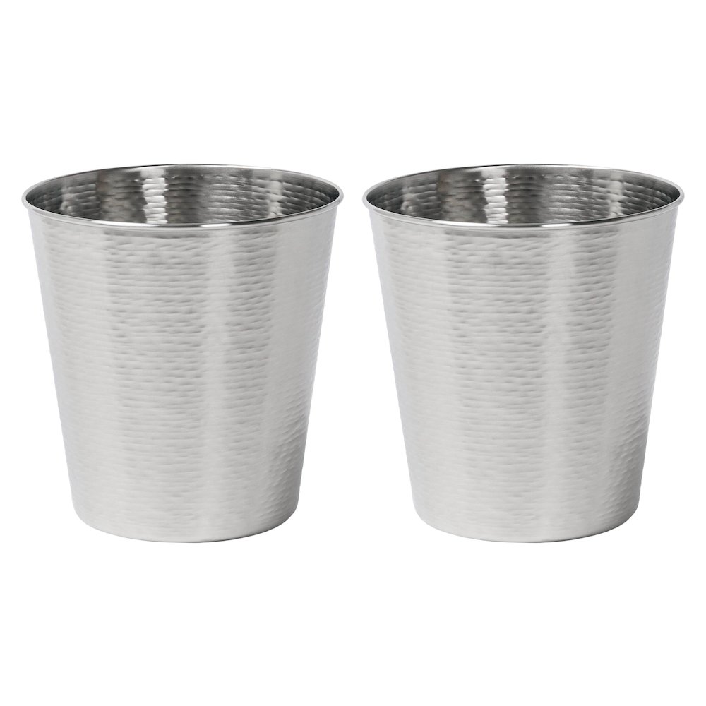 Remi Modern Classic Textured Steel 2 Waste Bin, Brushed Steel (Set of 2). Picture 1