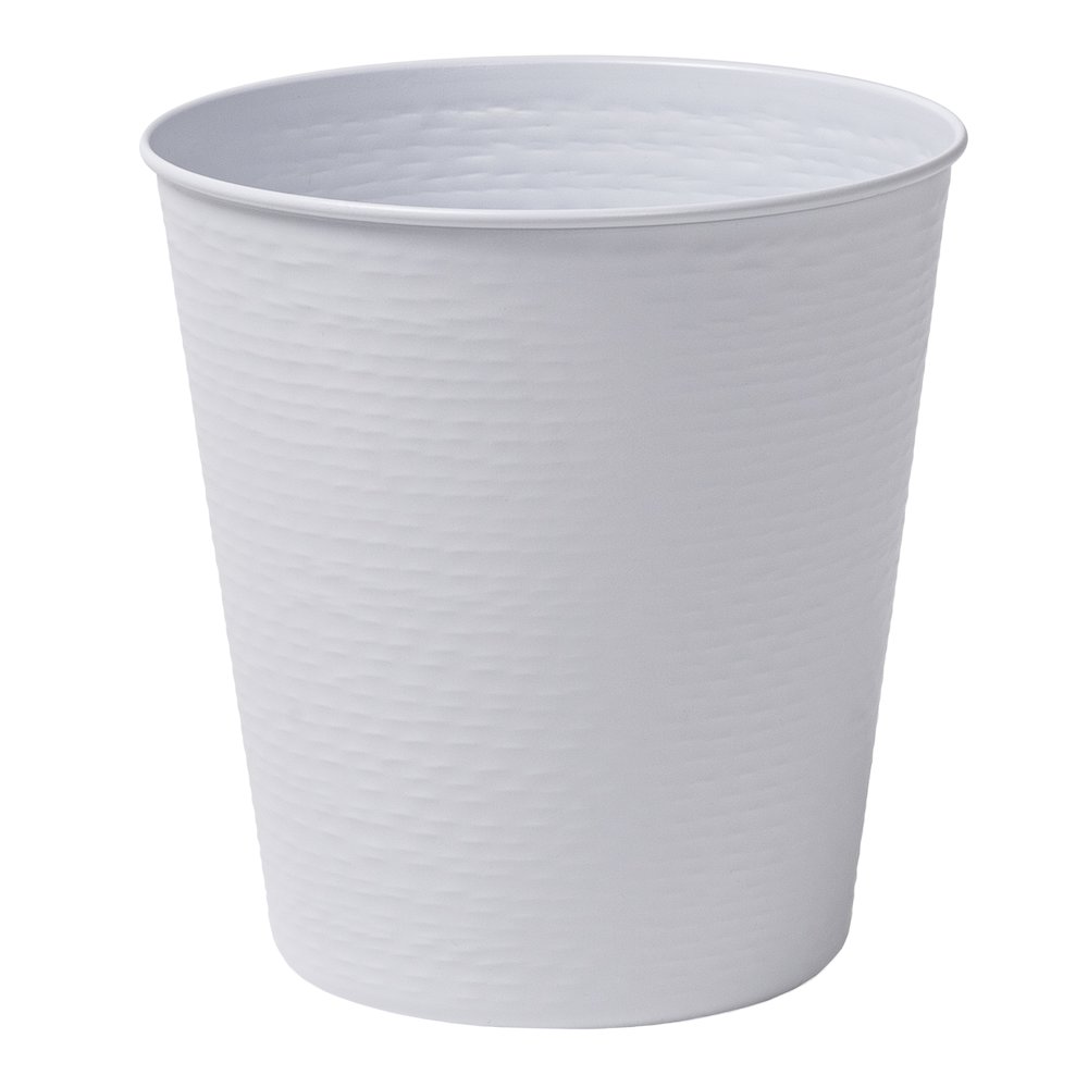 Remi Modern Classic Textured Steel 2-Gallon Wastebasket, Matte White. Picture 1