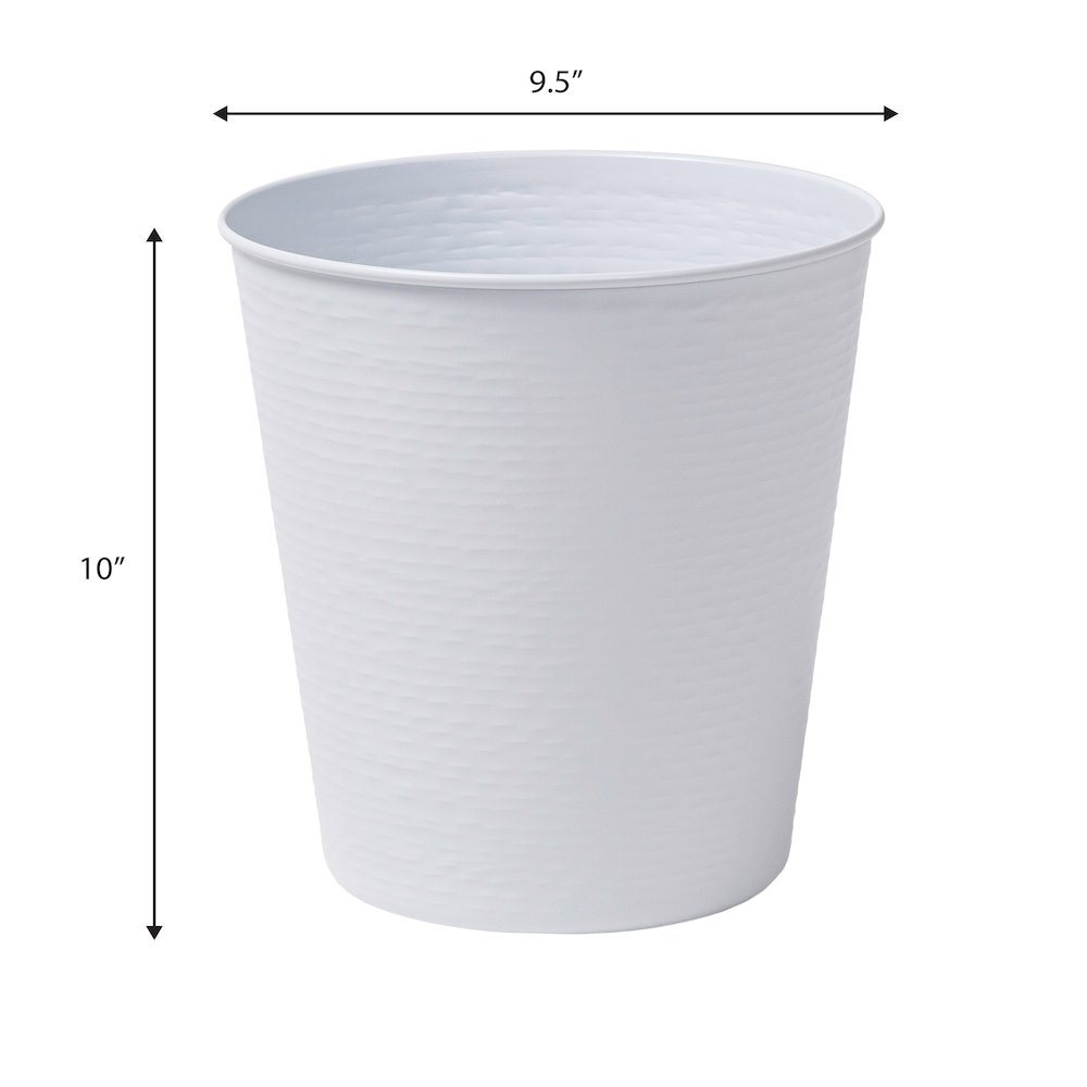 Remi Modern Classic Textured Steel 2 Gal Waste Bin, Matte White (Set of 2). Picture 3
