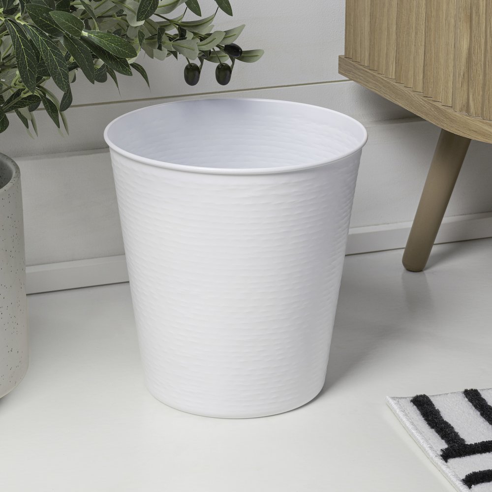 Remi Modern Classic Textured Steel 2 Gal Waste Bin, Matte White (Set of 2). Picture 6