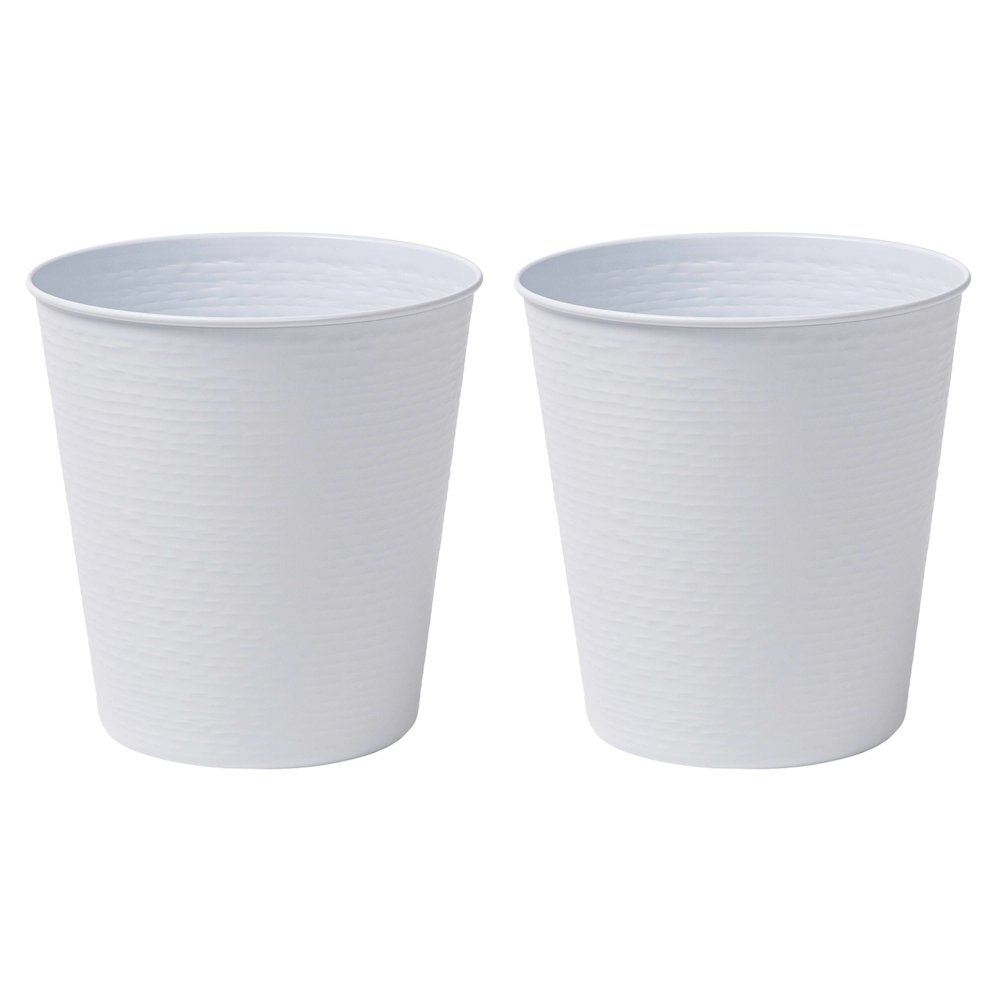 Remi Modern Classic Textured Steel 2 Gal Waste Bin, Matte White (Set of 2). Picture 1
