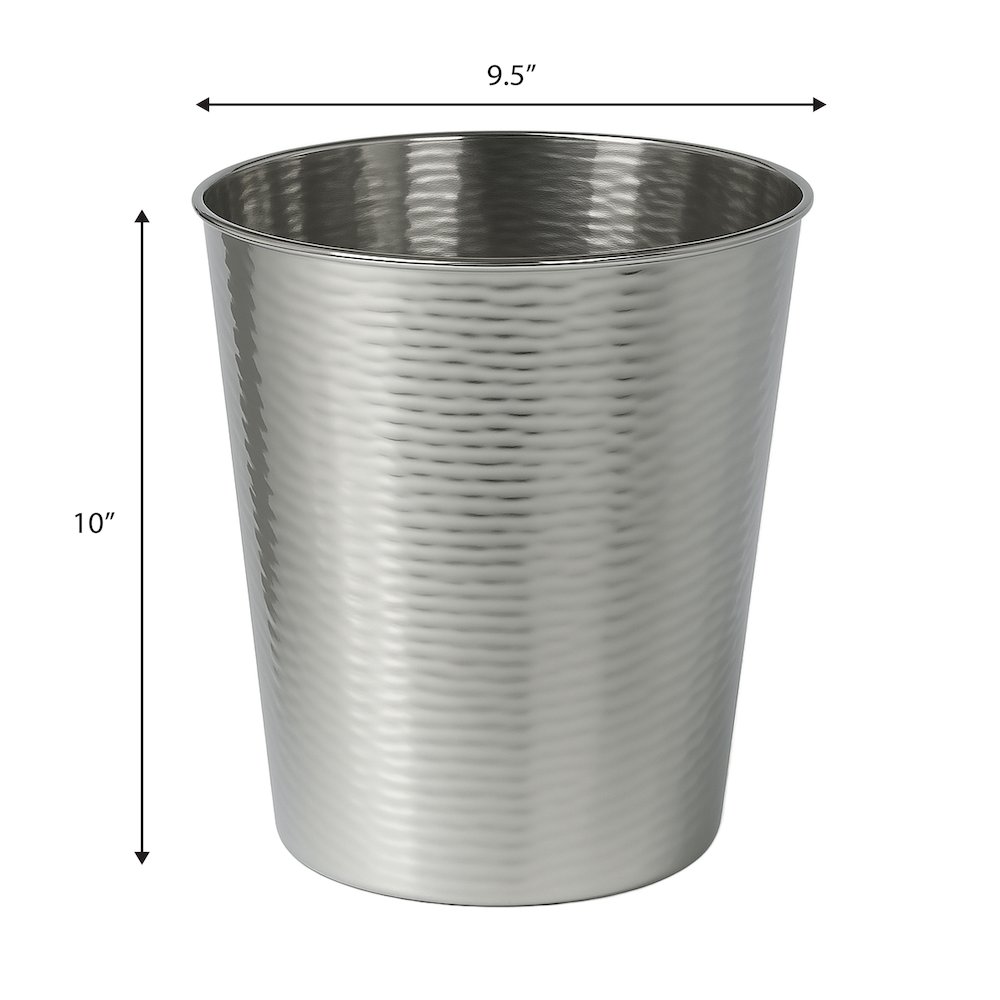 Remi Modern Classic Textured Steel 2-Gallon Wastebasket, Polished Steel. Picture 3