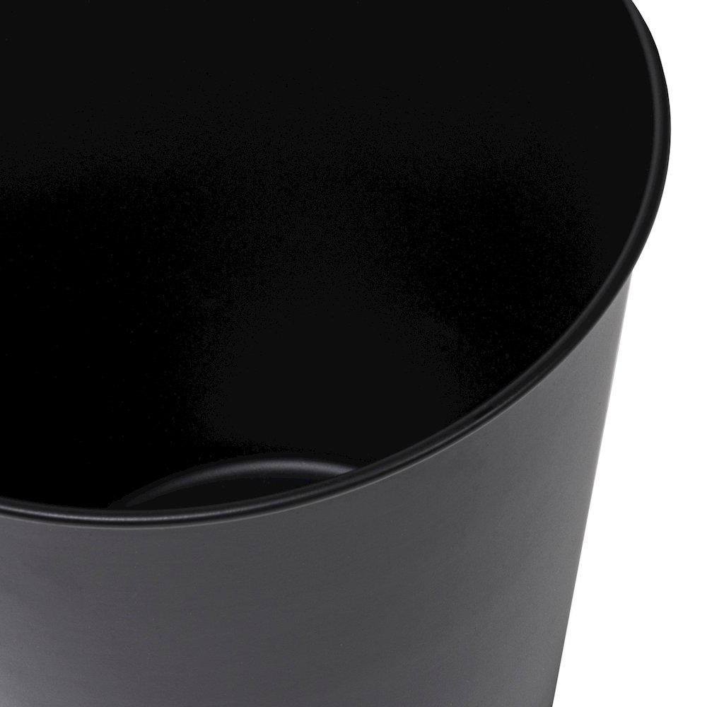 Nolan Modern Classic Smooth Steel 2-Gallon Wastebasket, Matte Black. Picture 4
