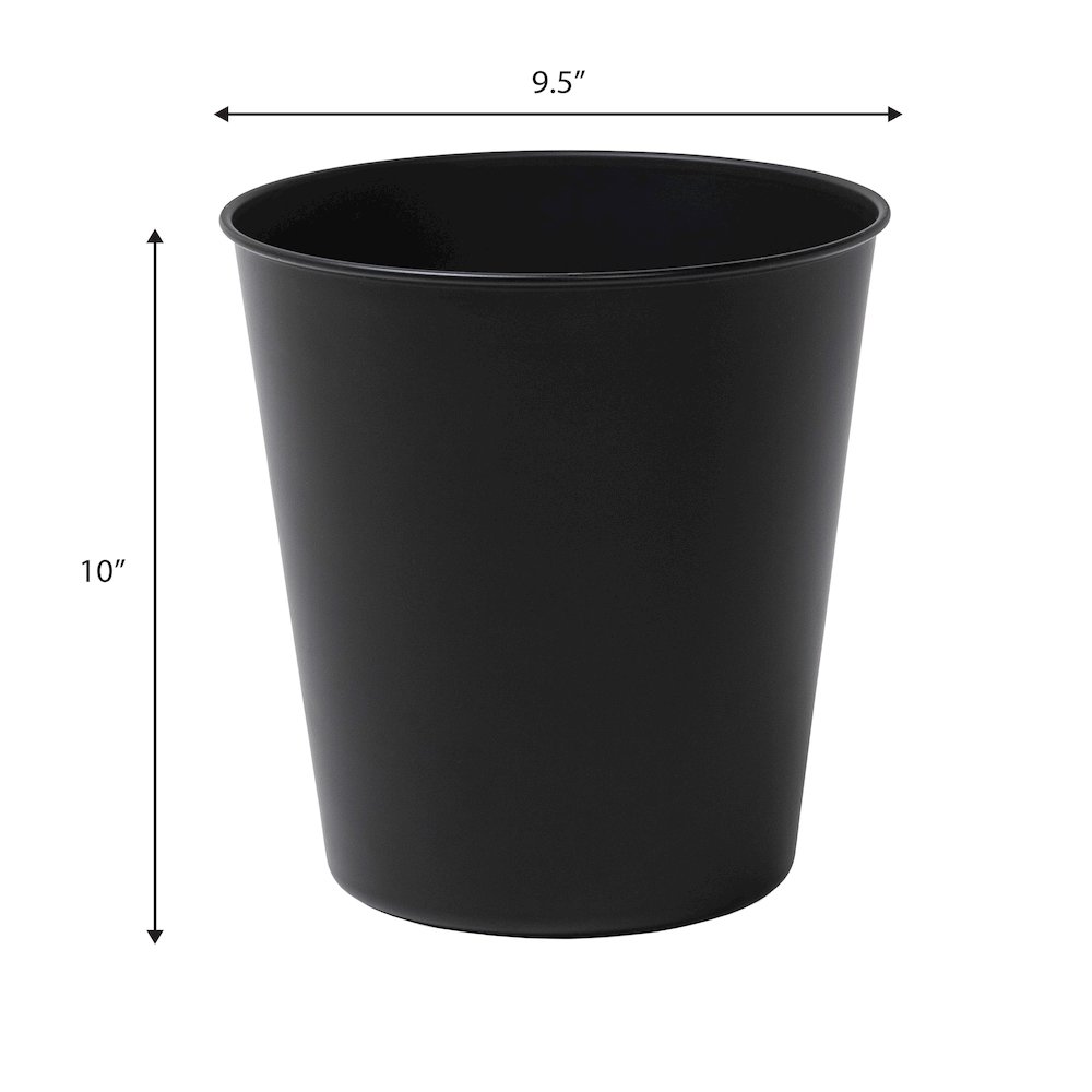 Nolan Modern Classic Smooth Steel 2-Gallon Wastebasket, Matte Black. Picture 3