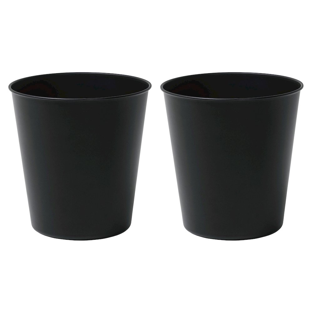 Nolan Modern Classic Smooth Steel 2 Gal Waste Bin, Matte Black (Set of 2). Picture 1