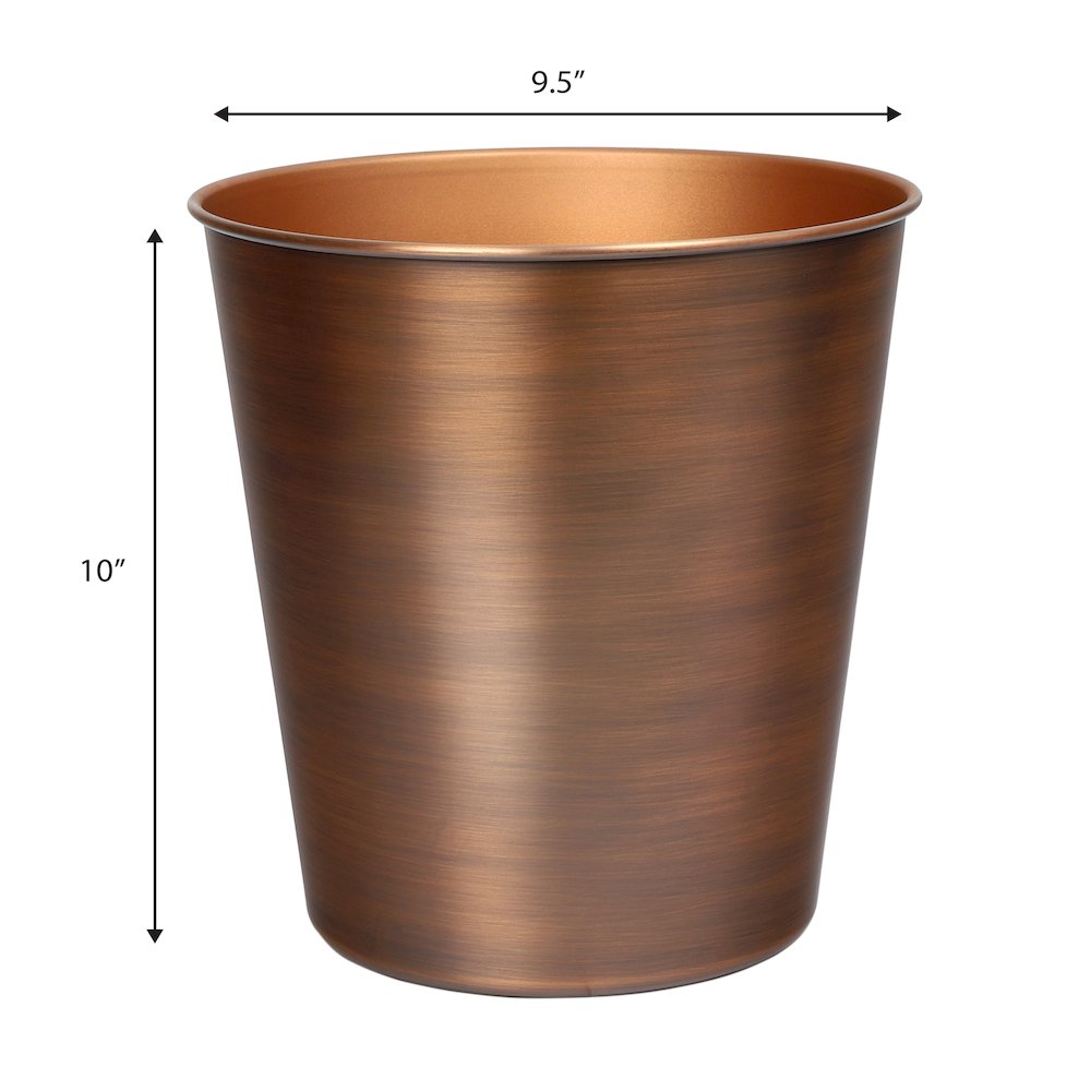 Nolan Modern Classic Smooth Steel 2-Gallon Wastebasket, Matte Antique Copper. Picture 1