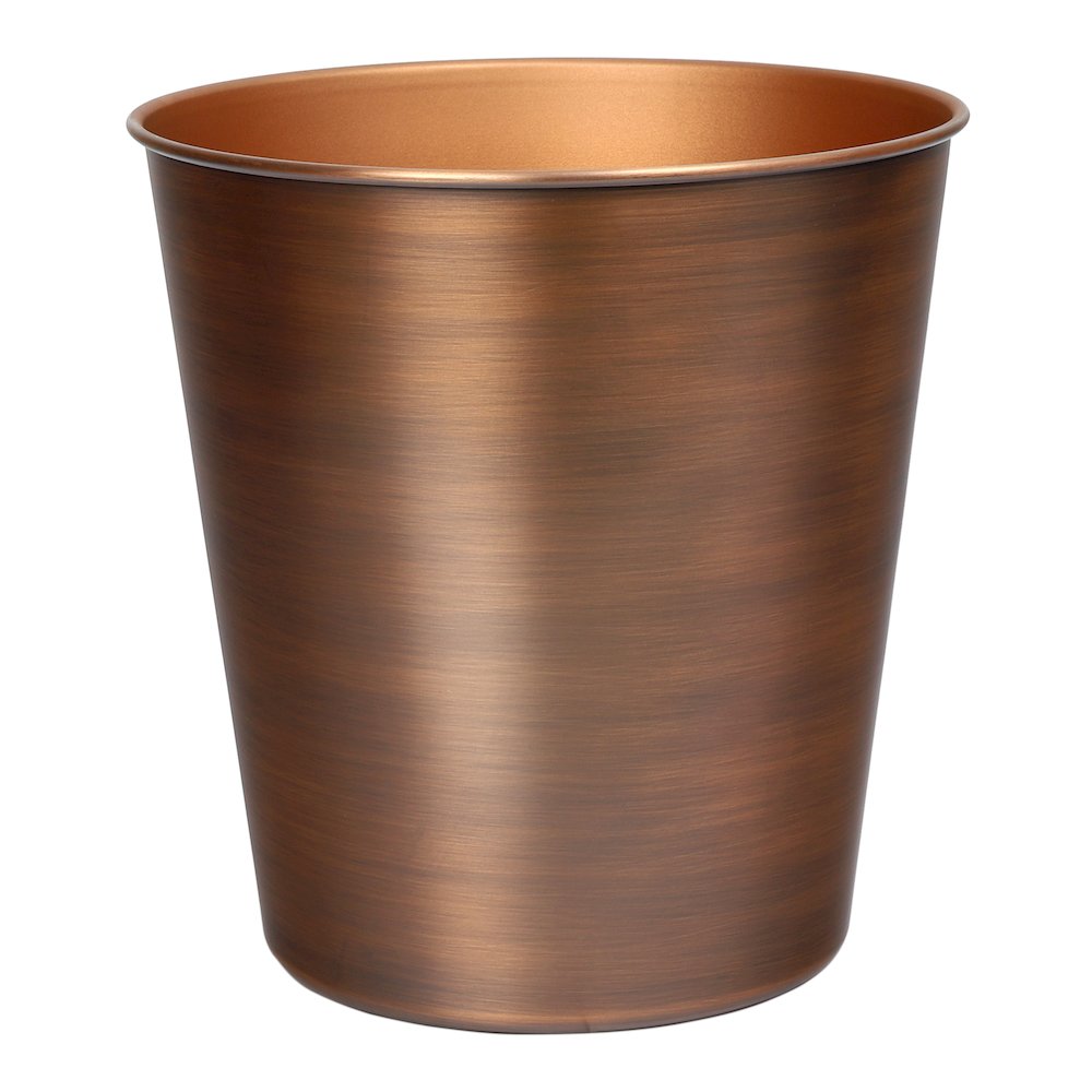Nolan Modern Classic Smooth Steel 2-Gallon Wastebasket, Matte Antique Copper. Picture 4