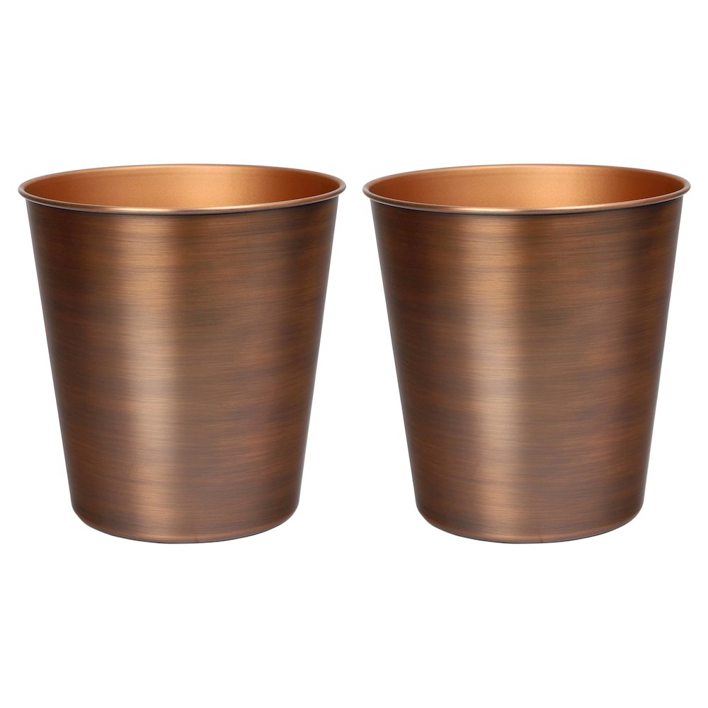 Nolan Modern Classic Smooth Steel 2 Gal Waste Bin, Antique Copper (Set of 2). Picture 1