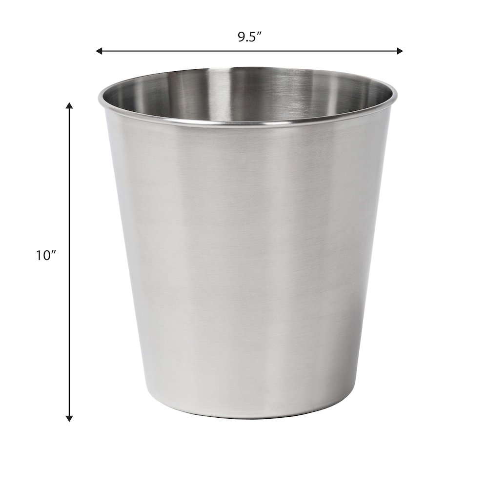 Nolan Modern Classic Smooth Steel 2 Gal Waste Bin, Brushed Steel (Set of 2). Picture 3