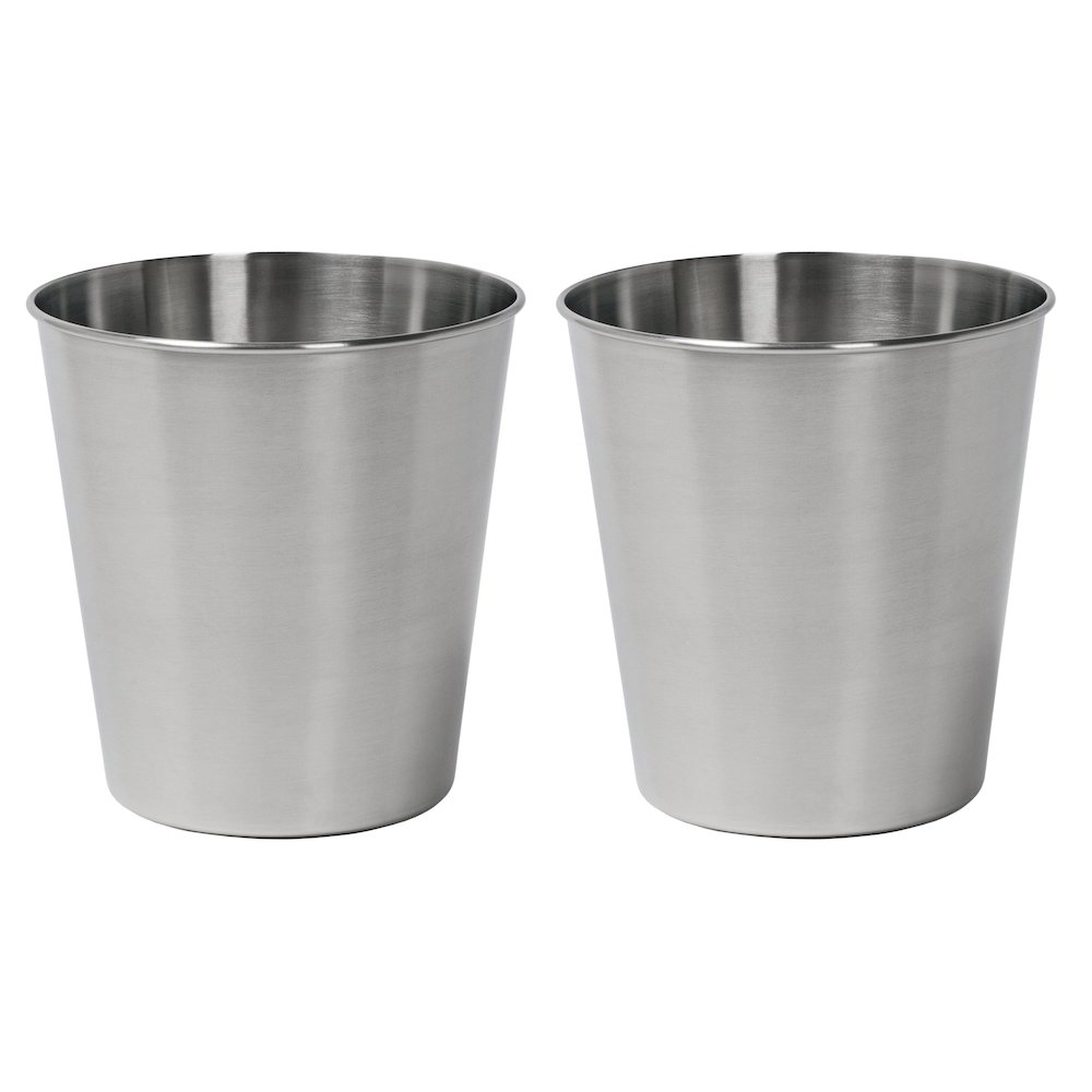 Nolan Modern Classic Smooth Steel 2 Gal Waste Bin, Brushed Steel (Set of 2). Picture 1