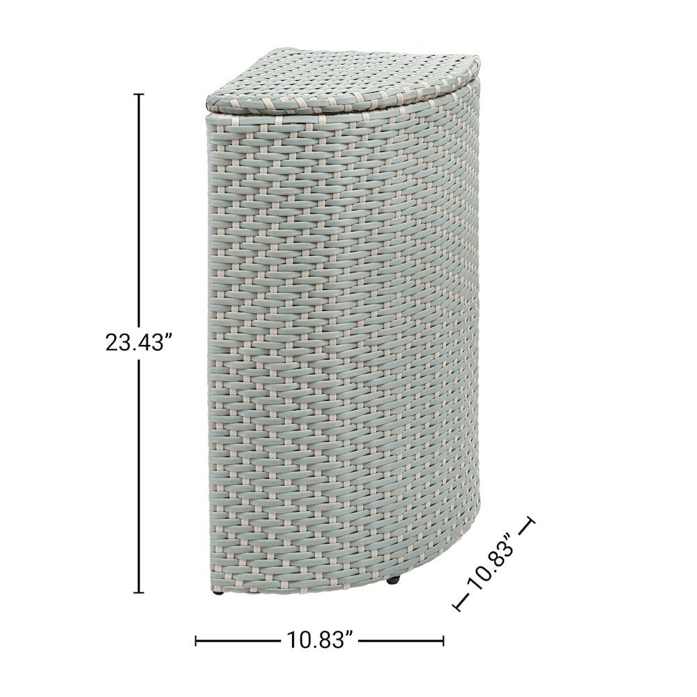 Chloe All-Weather Wicker/Metal Corner Hideaway Outdoor Trash Can, Brown. Picture 3