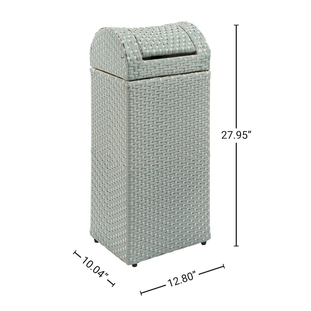Darla All-Weather Wicker/Metal Swing Top Hideaway Outdoor Trash Can, Brown. Picture 3