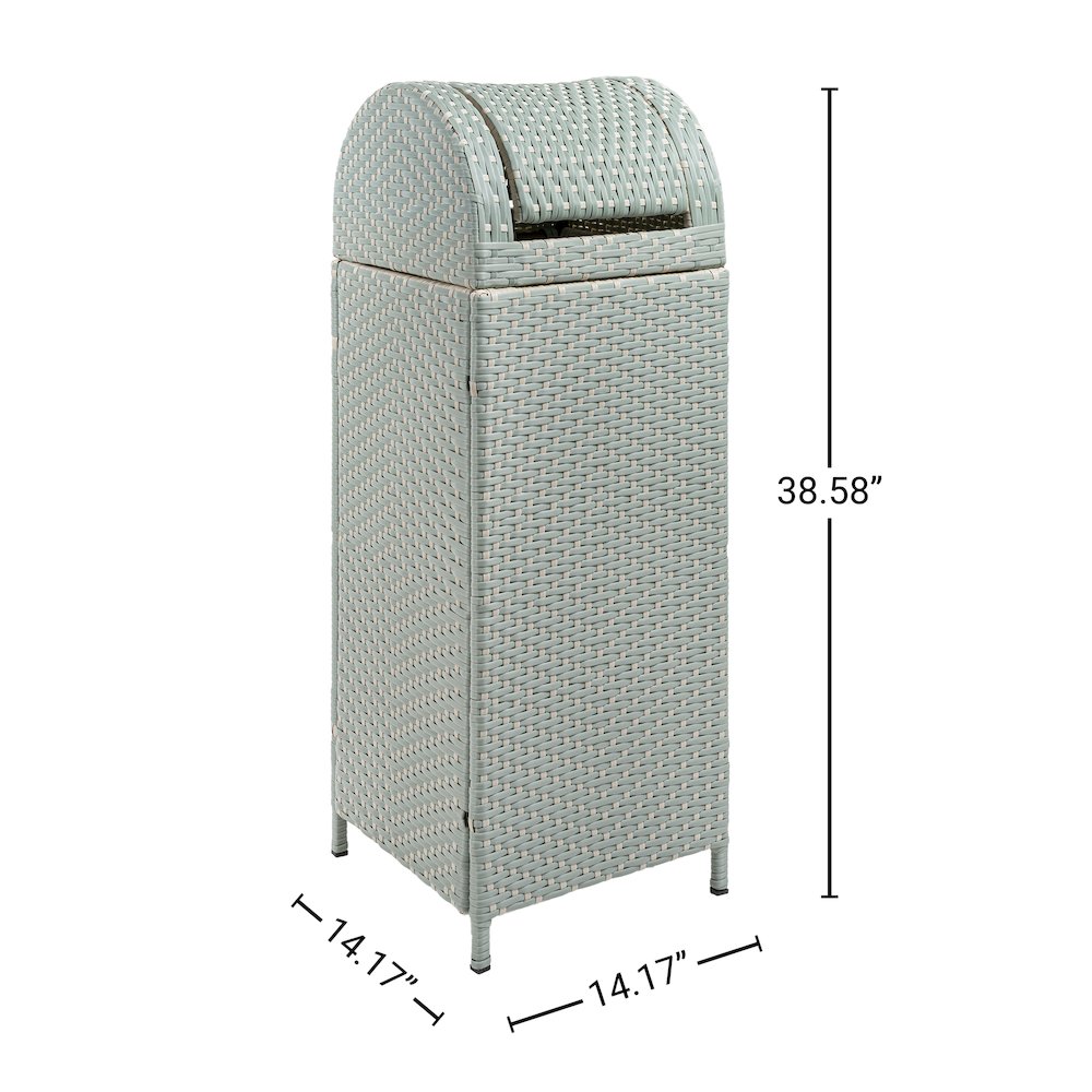 Ellison All-Weather Wicker/Metal Swing Top Hideaway Outdoor Trash Can, Brown. Picture 3