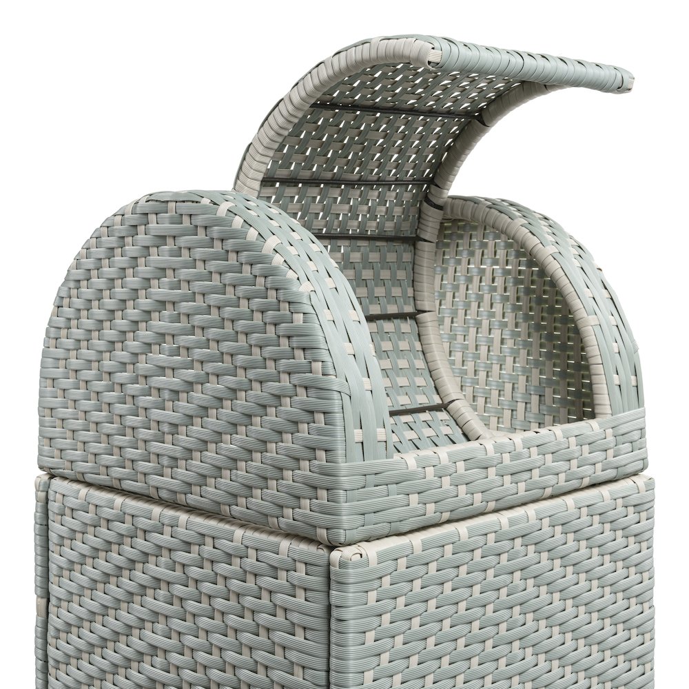 Ellison All-Weather Wicker/Metal Swing Top Hideaway Outdoor Trash Can, Brown. Picture 2