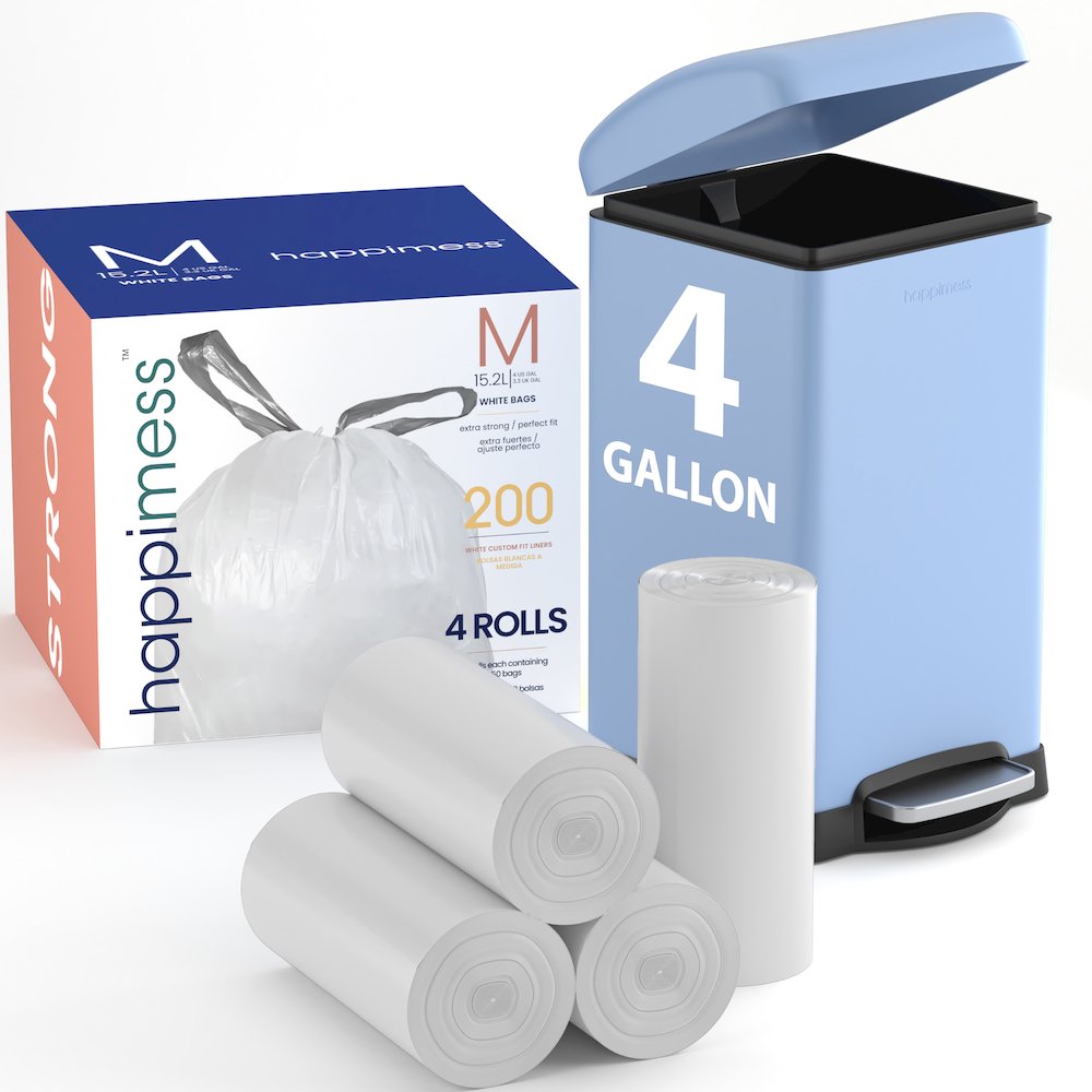 4 Gallon Drawstring Unscented Trash Can Liner, White (200-Count). Picture 5