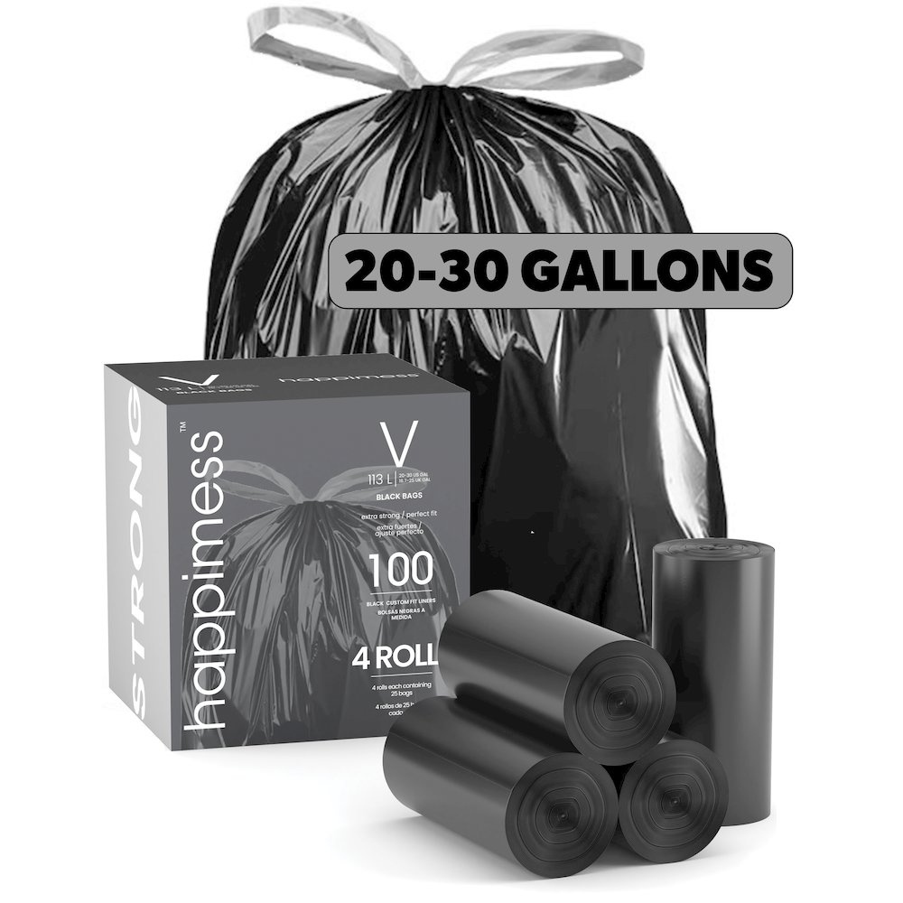 30 Gallon Drawstring Unscented Trash Can Liner, Black (100-Count). Picture 5