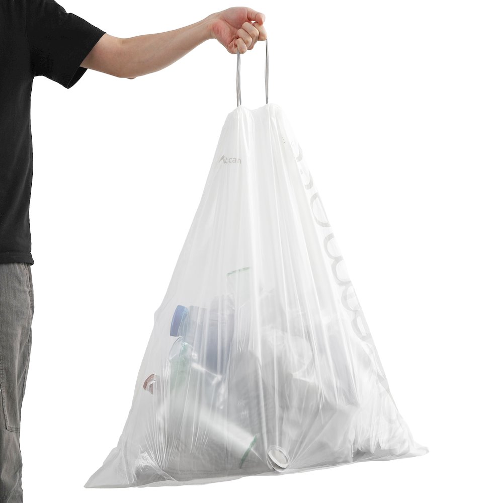30 Gallon Drawstring Unscented Trash Can Liner, White (100-Count). Picture 4