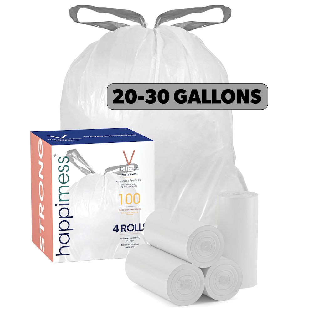 30 Gallon Drawstring Unscented Trash Can Liner, White (100-Count). Picture 5