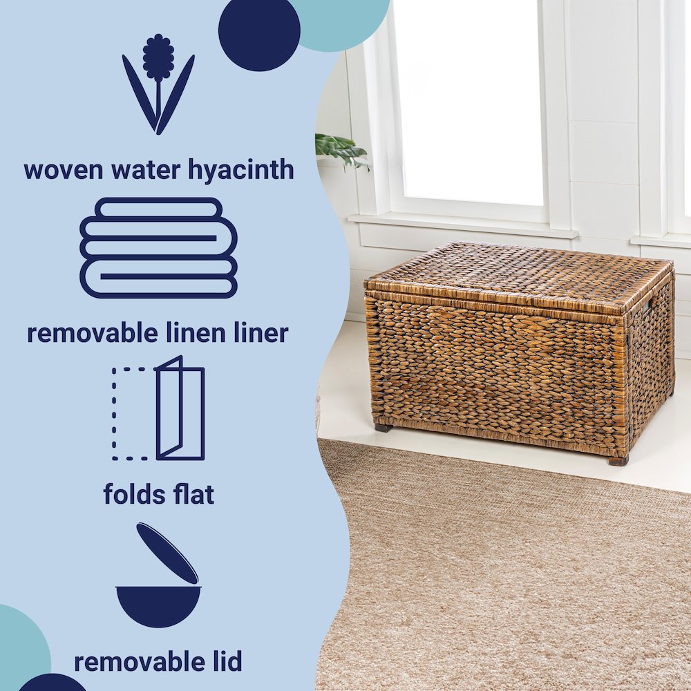Anada Handwoven Wicker Weave Storage Trunk. Picture 4