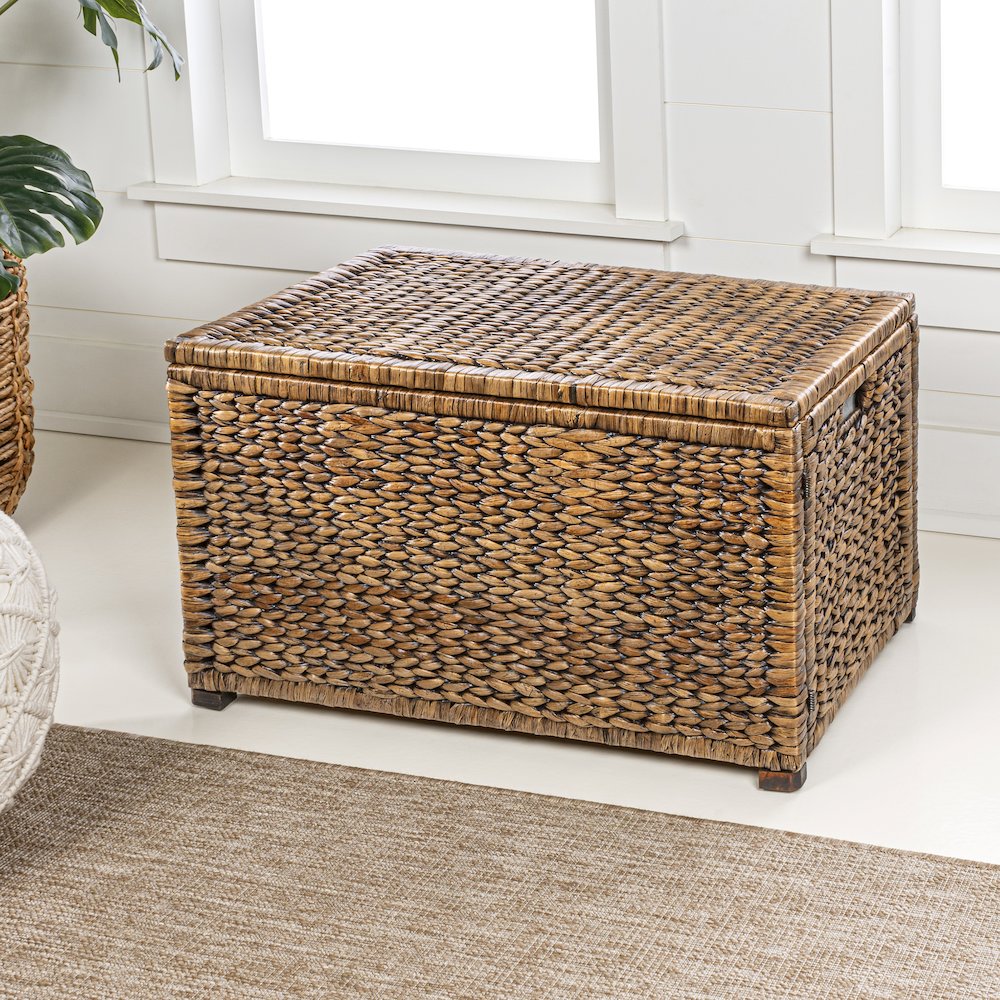 Anada Handwoven Wicker Weave Storage Trunk. Picture 1
