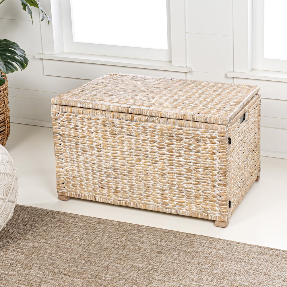Anada Handwoven Wicker Weave Storage Trunk. Picture 1