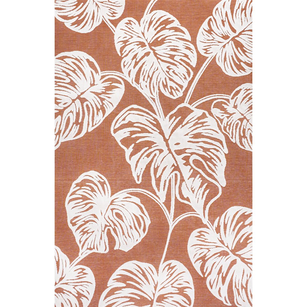 Tobago High-Low Two Tone Monstera Leaf Area Rug. Picture 1