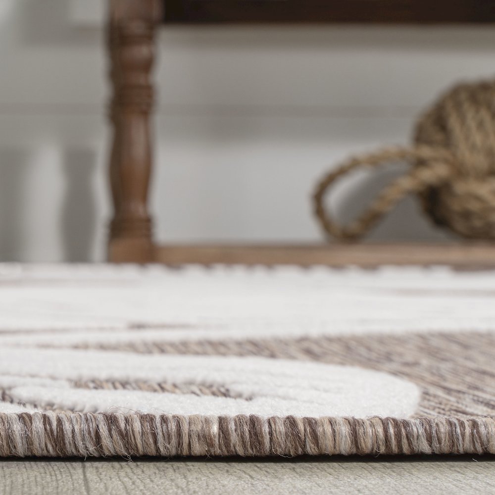 Tobago High-Low Two Tone Monstera Leaf Area Rug. Picture 7