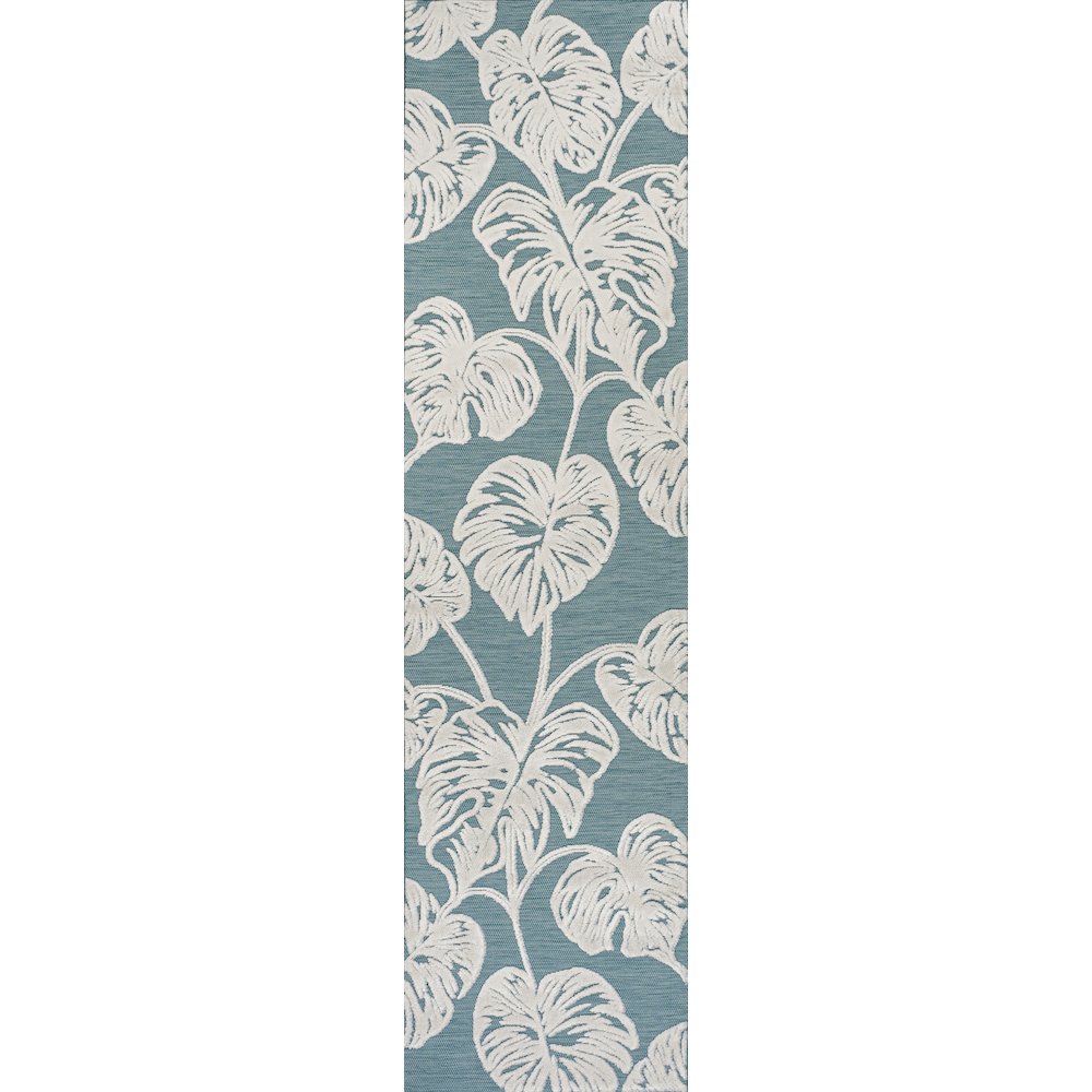 Tobago High-Low Two Tone Monstera Leaf Area Rug. Picture 1