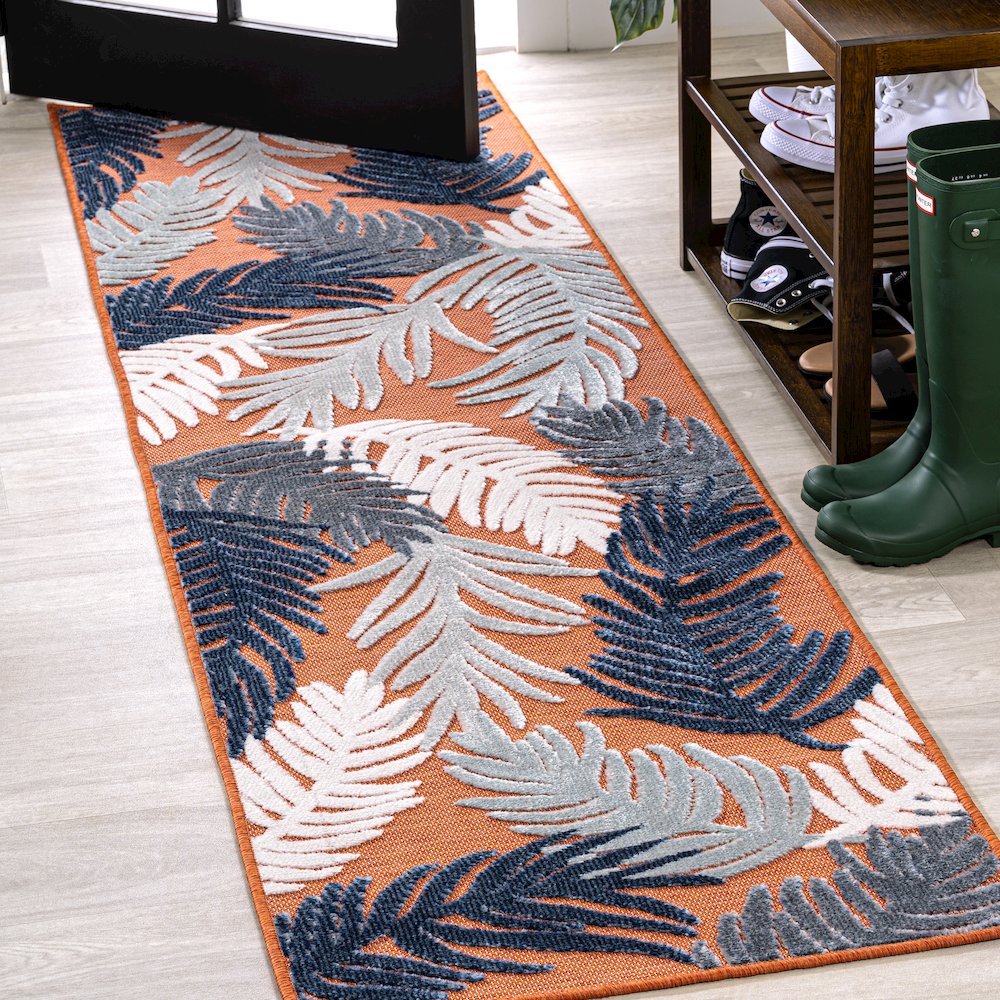 Montego High-Low Tropical Palm Area Rug. Picture 2