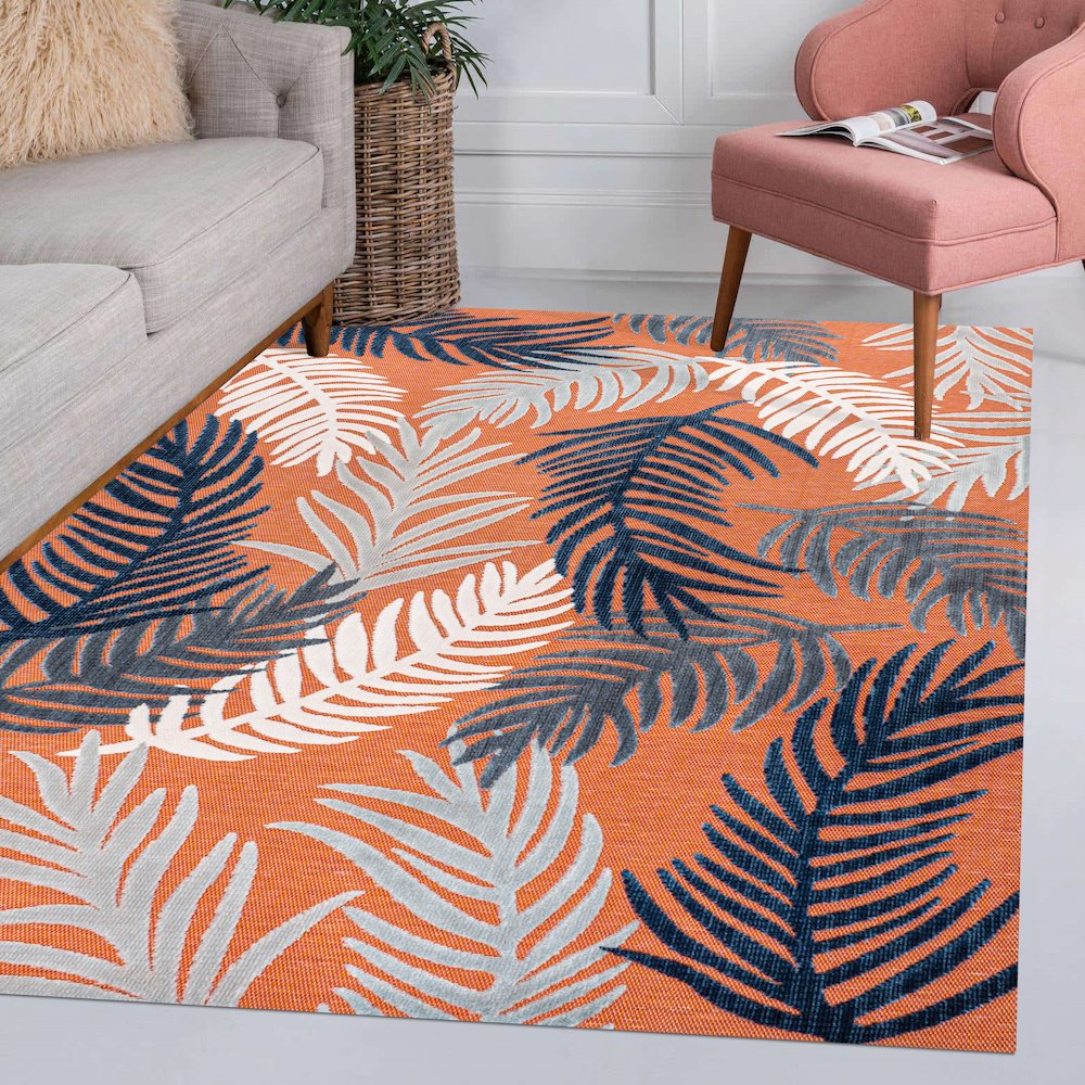 Montego High-Low Tropical Palm Area Rug. Picture 10