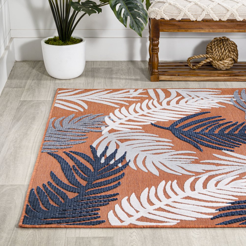Montego High-Low Tropical Palm Area Rug. Picture 3