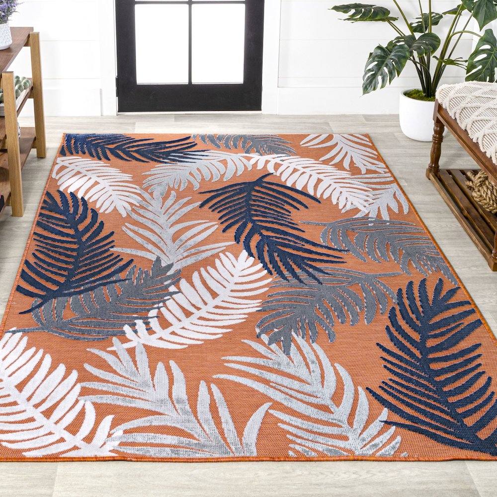 Montego High-Low Tropical Palm Area Rug. Picture 4