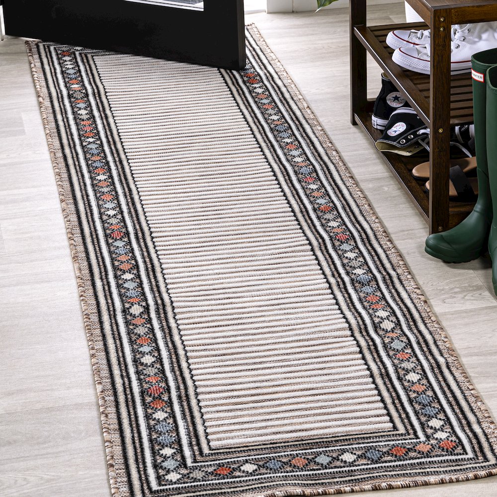 Sebastian High-Low Modern Diamond Border Area Rug. Picture 2