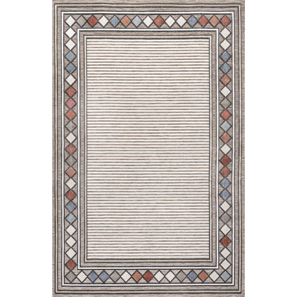 Sebastian High-Low Modern Diamond Border Area Rug. Picture 1