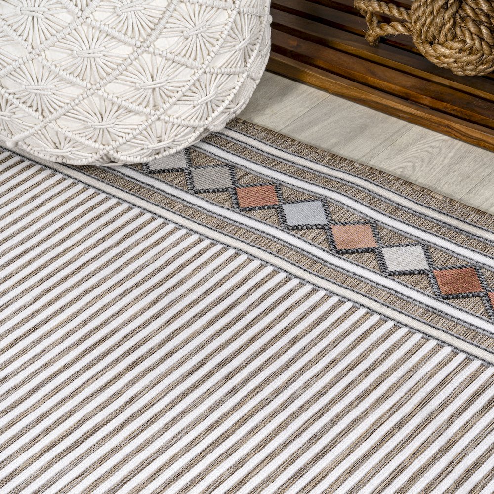 Sebastian High-Low Modern Diamond Border Area Rug. Picture 4