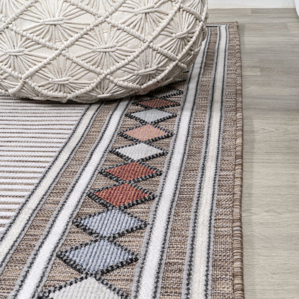 Sebastian High-Low Modern Diamond Border Area Rug. Picture 5