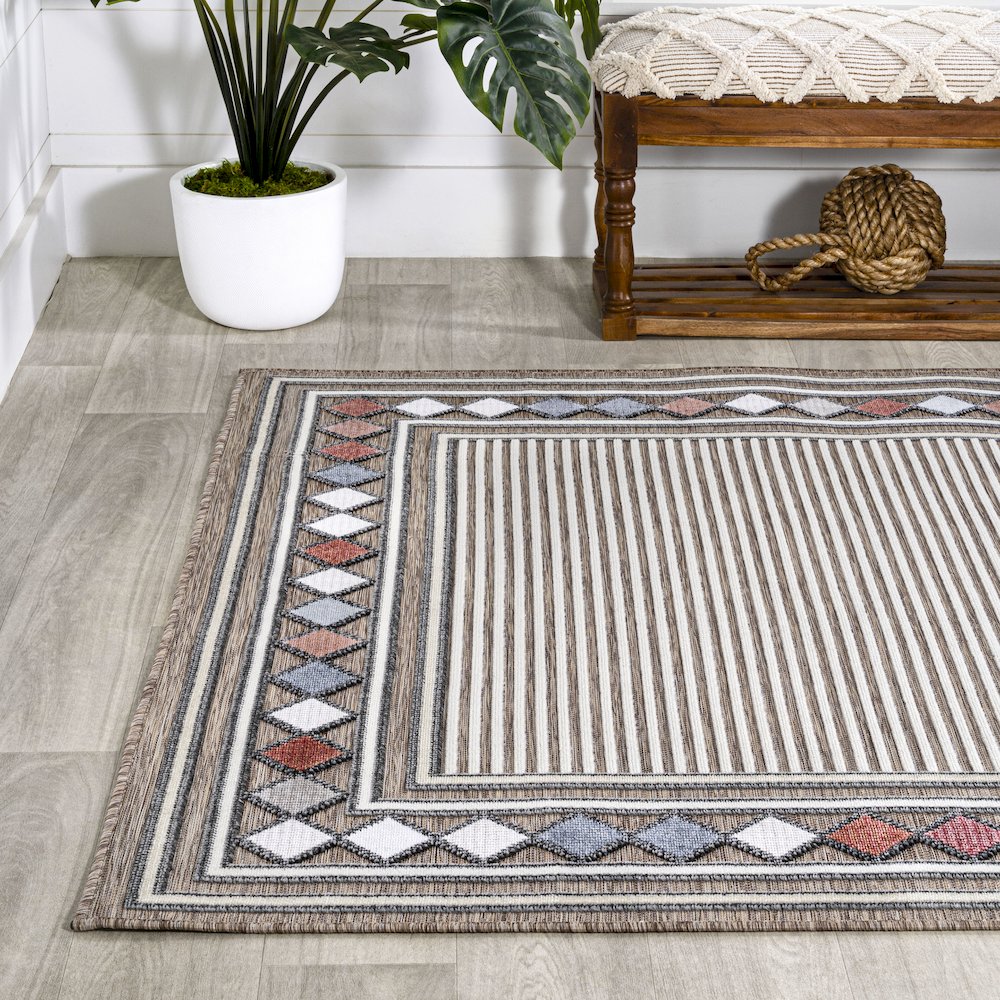 Sebastian High-Low Modern Diamond Border Area Rug. Picture 3