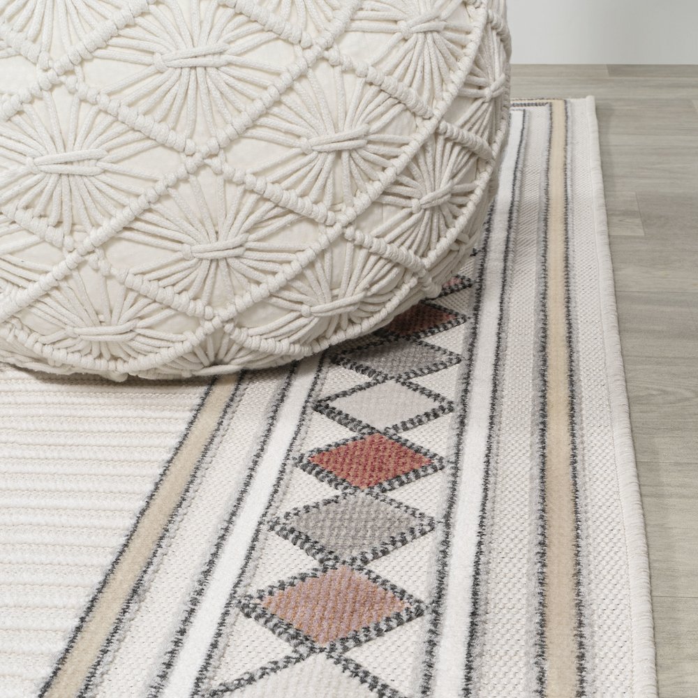Sebastian High-Low Modern Diamond Border Area Rug. Picture 5