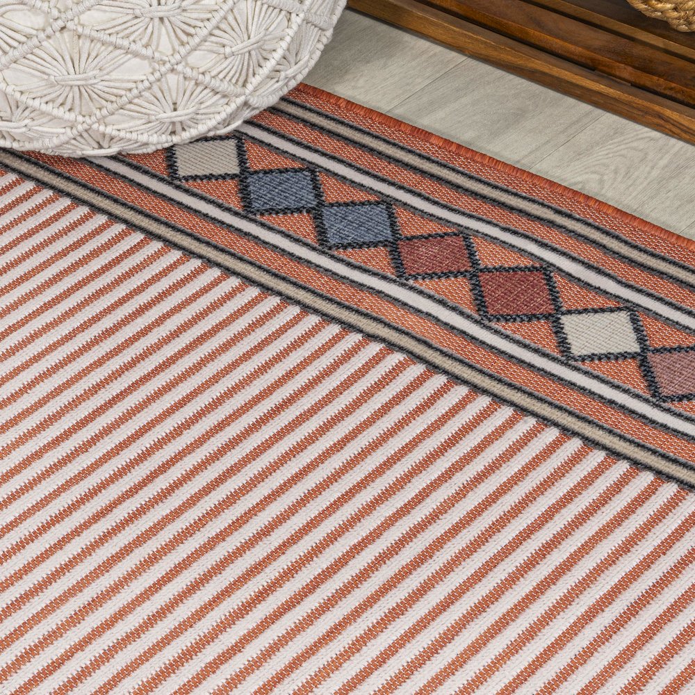Sebastian High-Low Modern Diamond Border Area Rug. Picture 7