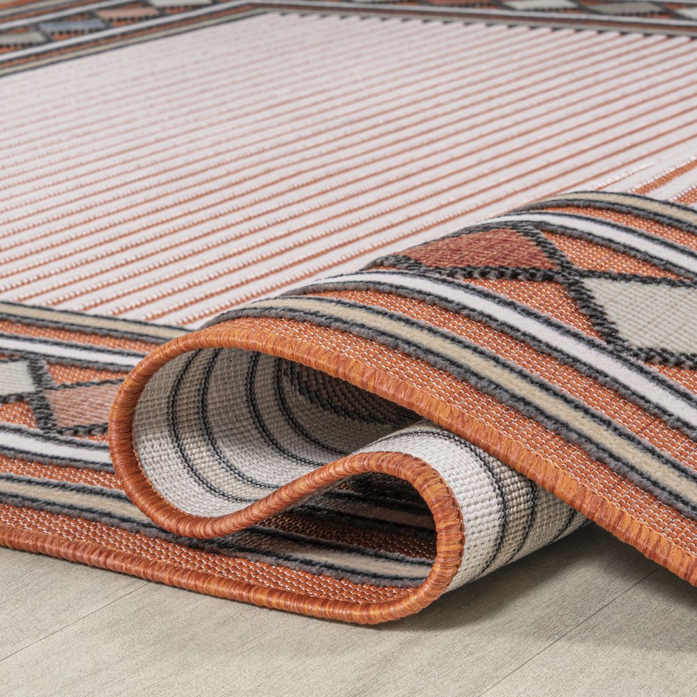 Sebastian High-Low Modern Diamond Border Area Rug. Picture 9
