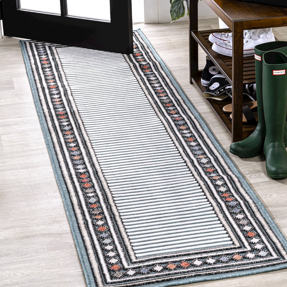 Sebastian High-Low Modern Diamond Border Area Rug. Picture 2